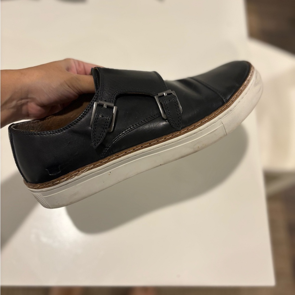 Florsheim Press Double Monk Strap Buckle Black Genuine Leather Shoe - Size 9